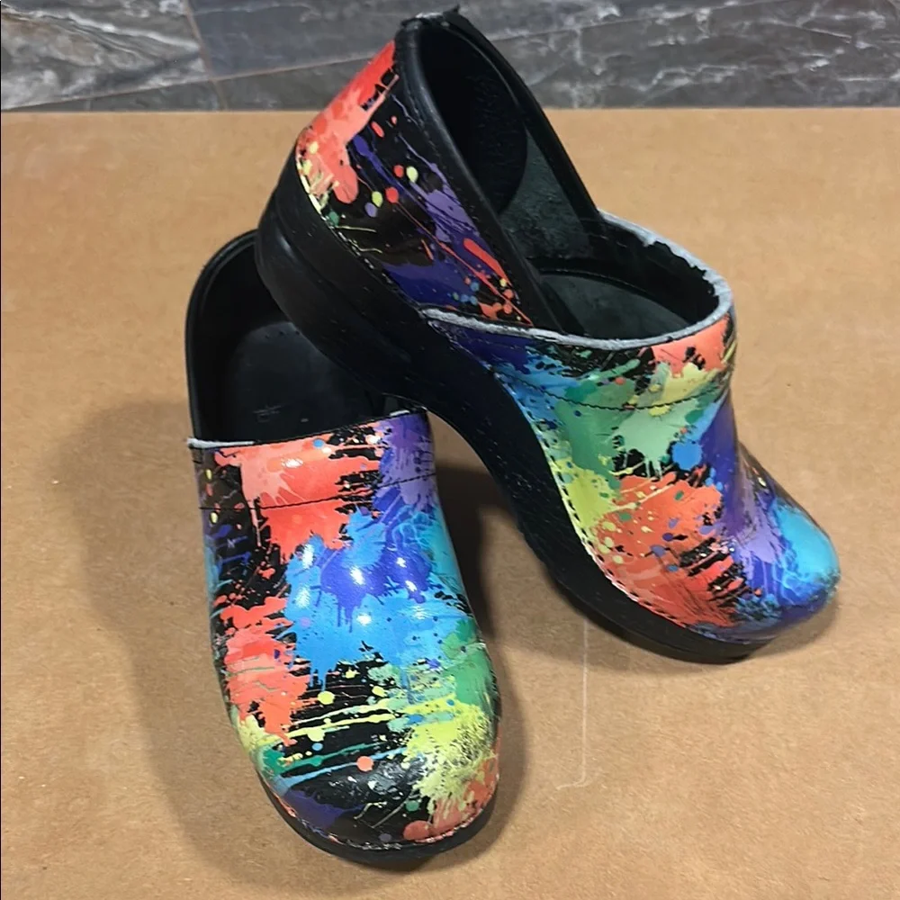 Dansko-Colorful Splatter Clogs - Picture 2 of 12